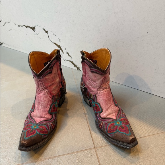 Old Gringo Pink and Brown Floral Ankle Boots - Picture 1 of 11